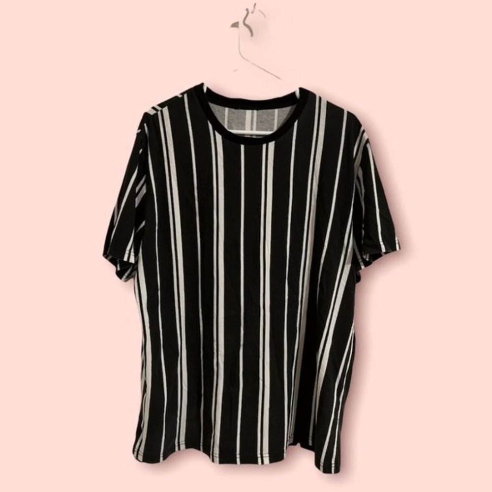 Forever 21 Men's Striped Tee - Black/White